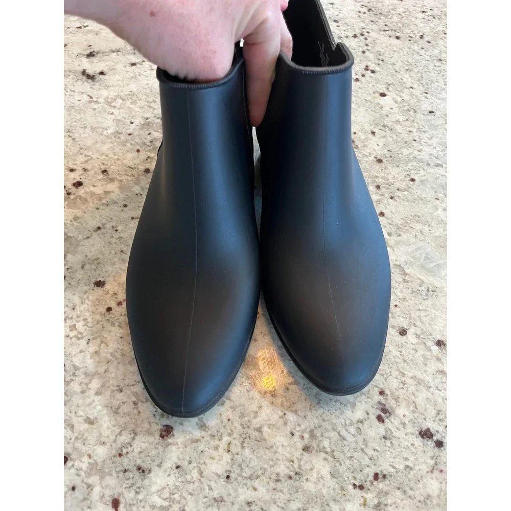 Sam Edelman Petty Rain Black Matte Waterproof Ankle Booties Zipper 8
